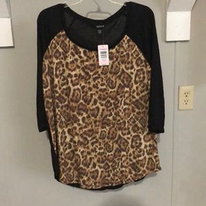 TORRID 3/4 sleeve cheetah print T-shirt